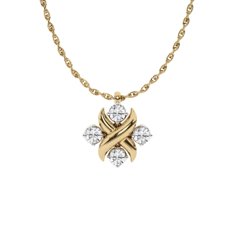 Cross Stitch Inspired Lab Grown Diamond Pendant Necklace | Yellow Gold 1/4 ct. tw.