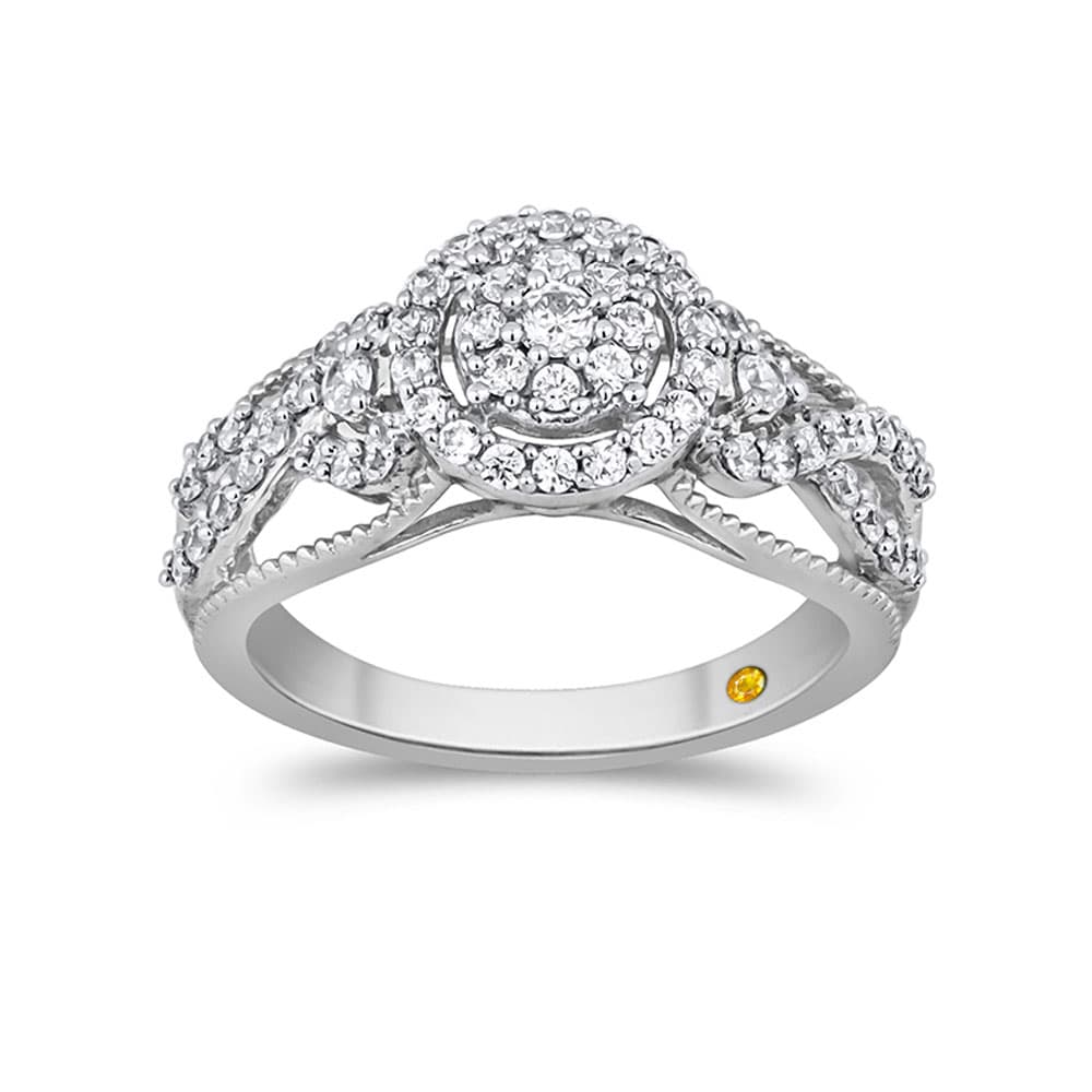 Vintage Themed Lab Grown Halo Diamond Engagement Ring