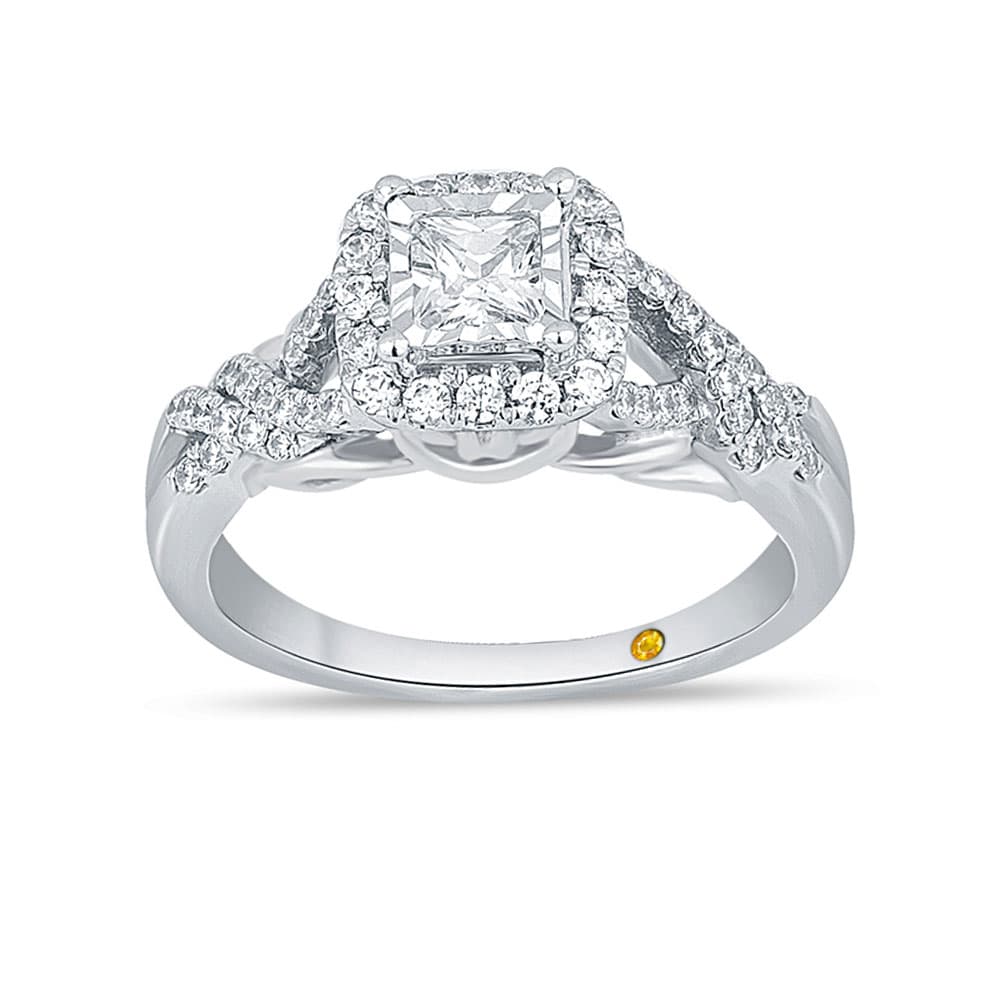 Intertwined Shank Princess Cut Halo Lab Diamond Engagement Ring
