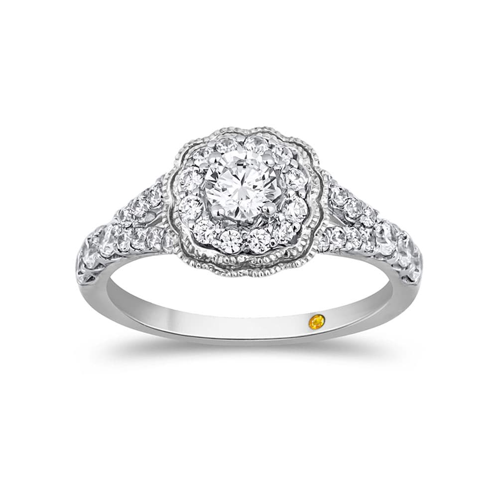 Floral Milgrain Lab Grown Diamond Engagement Ring