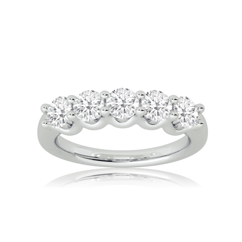 Nicobar White Gold Five Stone Lab Grown Diamond Ring