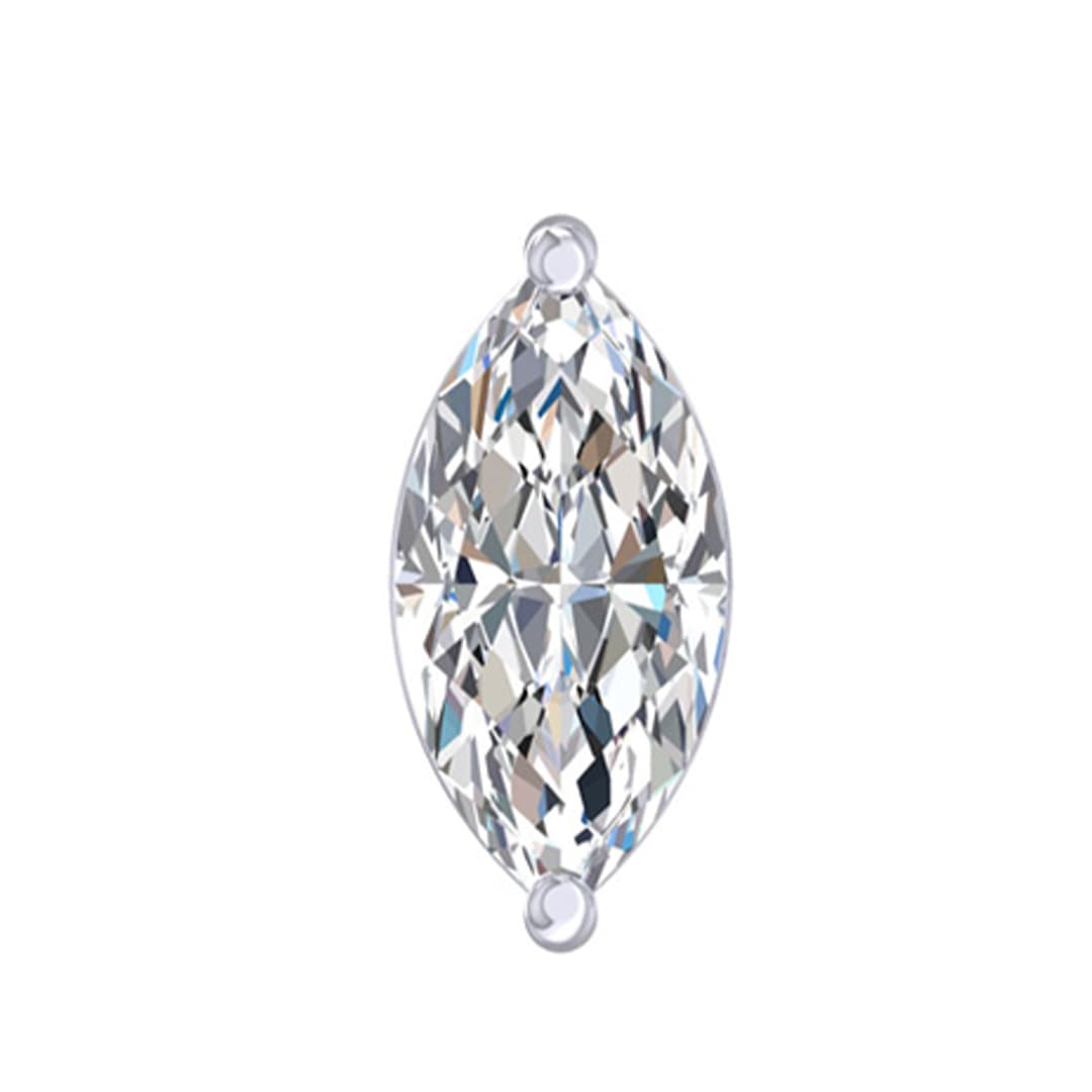 Certified Lab Grown Four Prong Marquise Cut Single Diamond Stud Earring