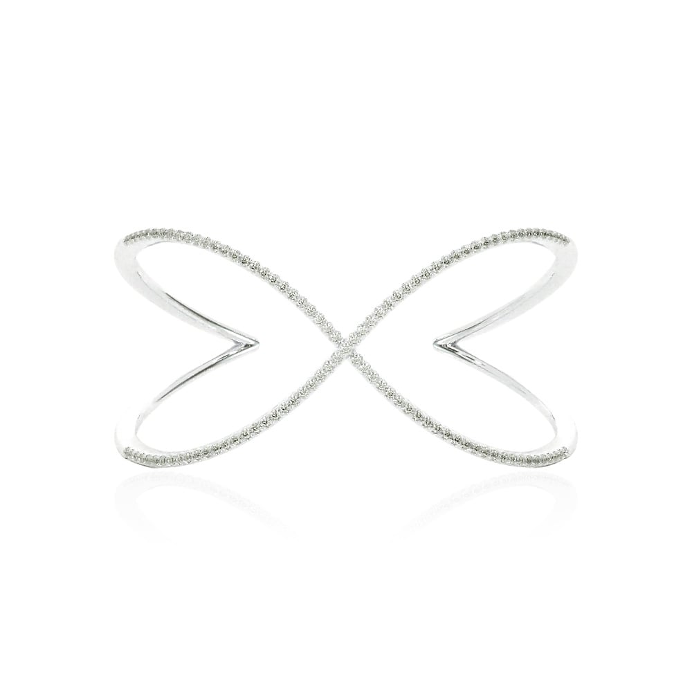 Crossover Lab Grown Diamond Bangle Bracelet ( 1 ct. tw.)-10K White Gold
