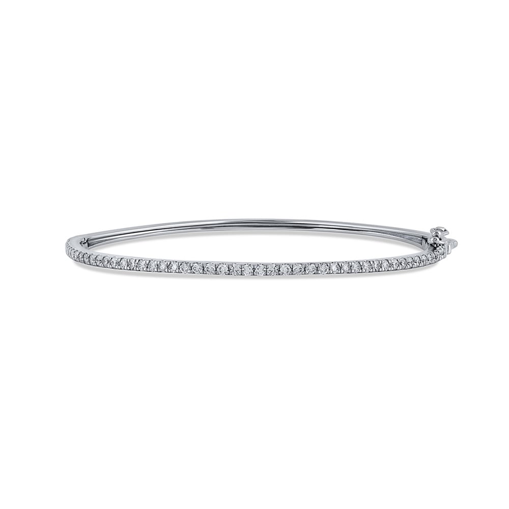 Pave Set Lab Grown Diamond Bangle Bracelet ( 1 ct. tw.)-10K White Gold