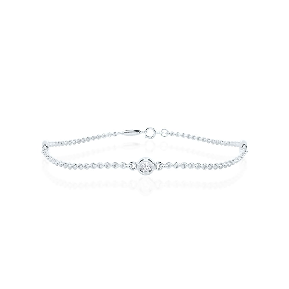 Three Stone Lab Grown Diamond Bracelet ( 1/4 ct. tw.)-10K White Gold