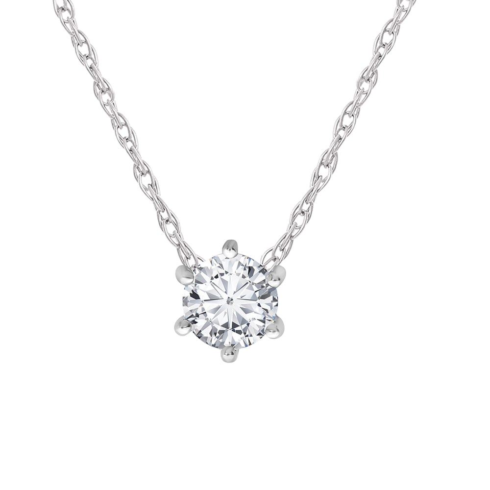 Iconic Six Prong Lab Grown GH SI DIamond Solitaire Necklace