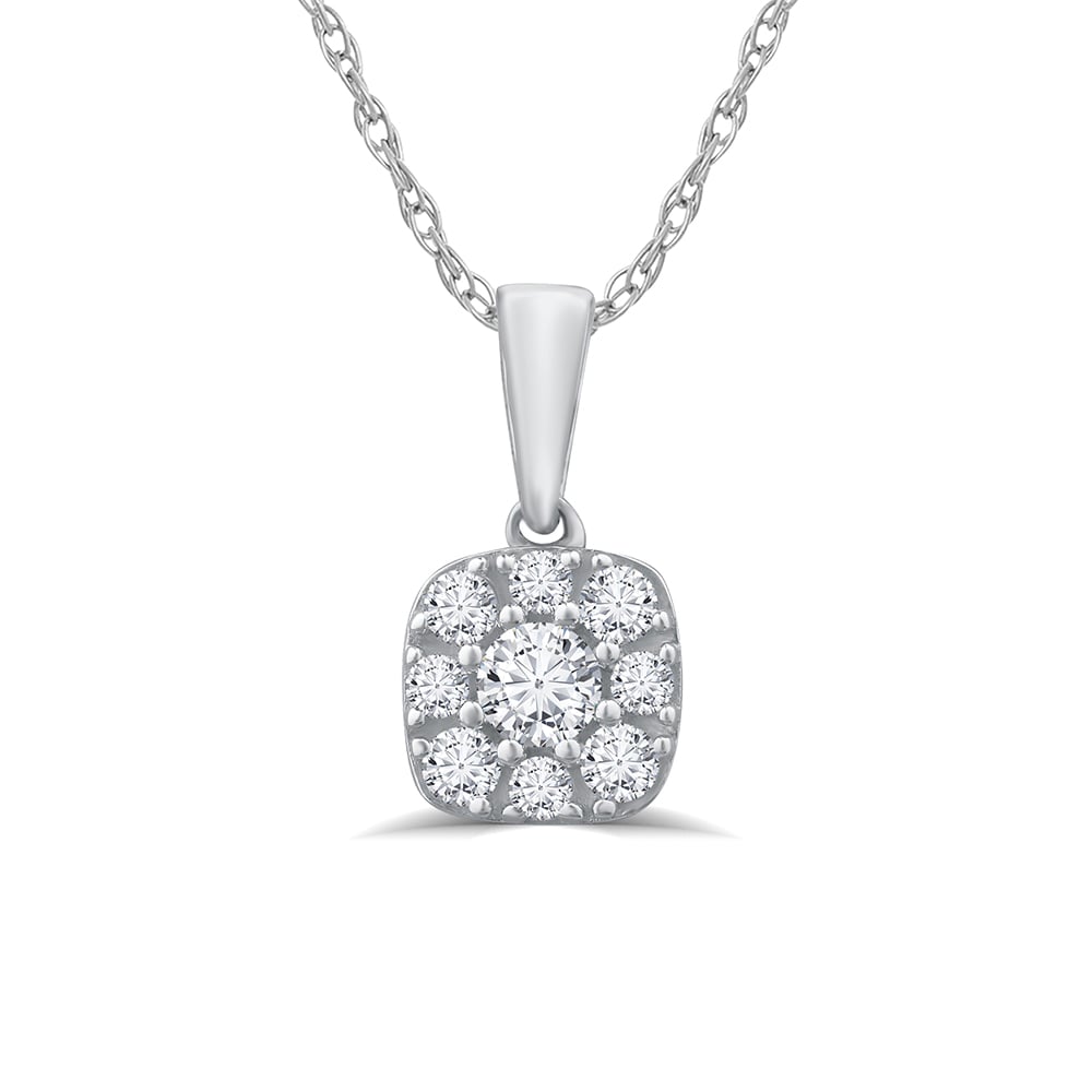 Dainty Cushion Shaped Lab Grown Cluster Diamond Necklace