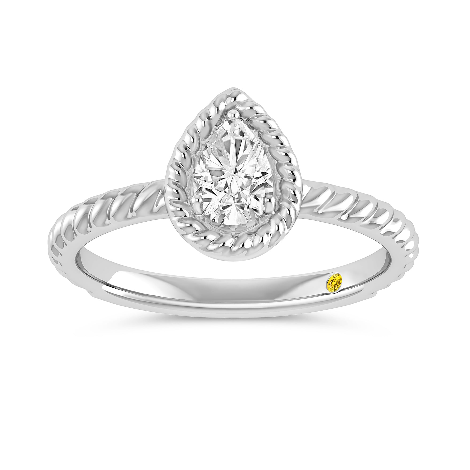 Soleil Lab Grown Pear Shaped Solitiare Diamond Ring