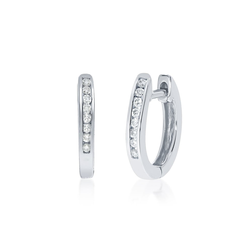 Dainty White Gold Lab Grown Diamond Huggie Earrings