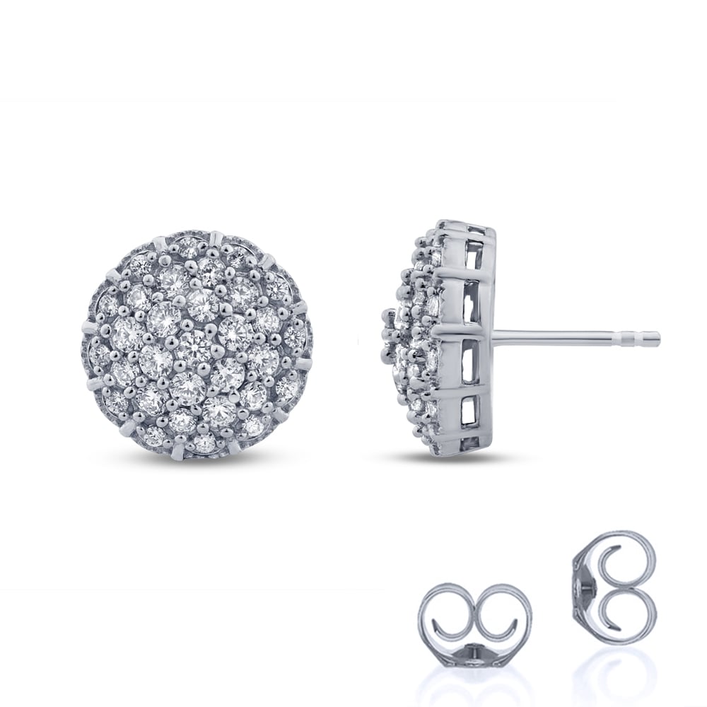 Lab Created Cluster Diamond Stud Earrings