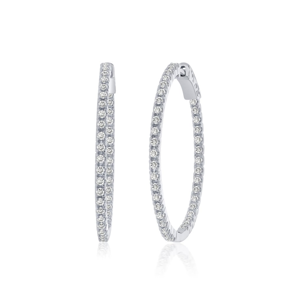 Dangling Lab Grown In Out Diamond Hoop Earrings