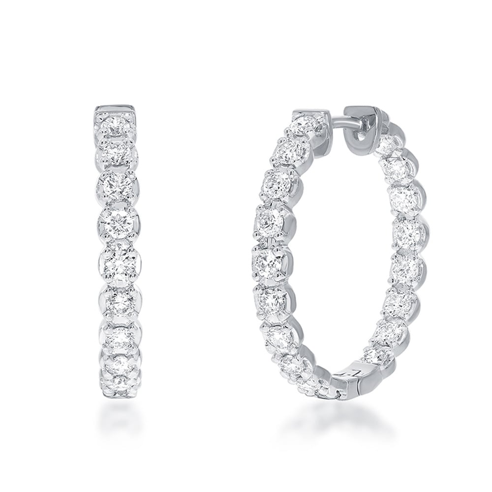 Dangling Lab Grown Inside Out Diamond Hoop Earrings |14K White Gold 1 ct. tw.