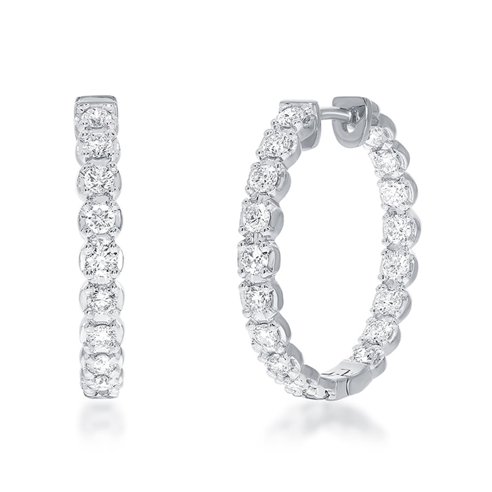 Dangling Lab Grown Inside Out Diamond Hoop Earrings |10K White Gold 2 ct. tw.