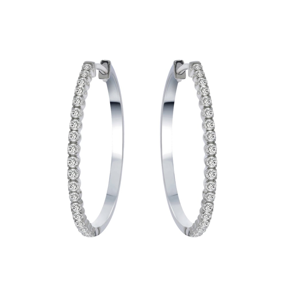 Lab Created Dangling Diamond Hoop Earrings
