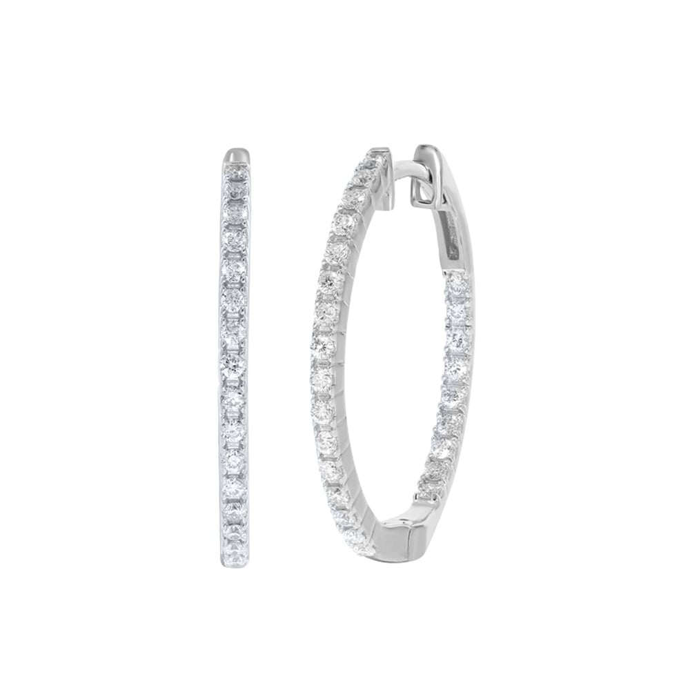 Lab Created Inside Out Dangling Diamond Hoop Earrings