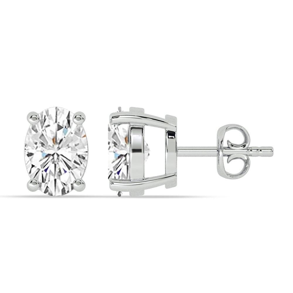 Certified Lab Grown Four Prong Oval Shape Diamond Stud Earring