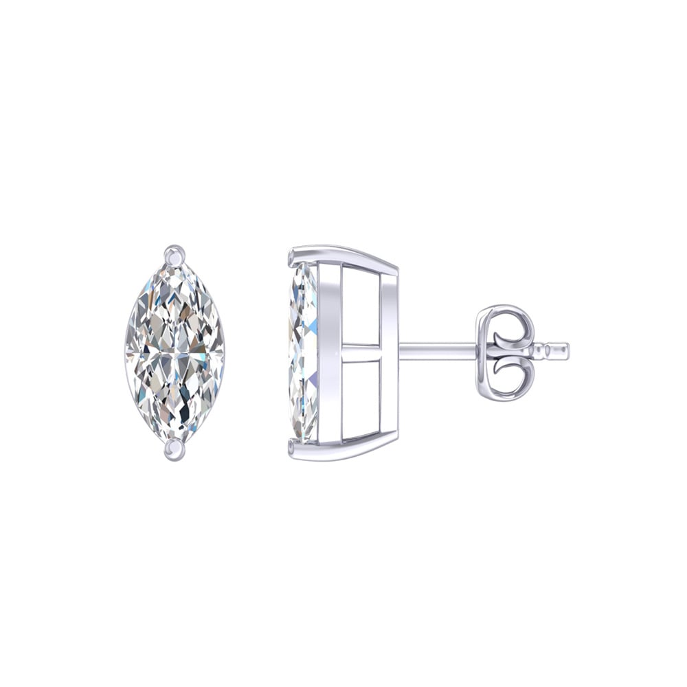 Certified Lab Grown Four Prong Marquise Cut Diamond Stud Earring