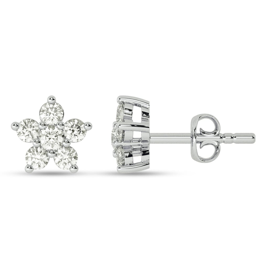 Floral Constellation White Gold Lab Grown Diamond Studs Earrings