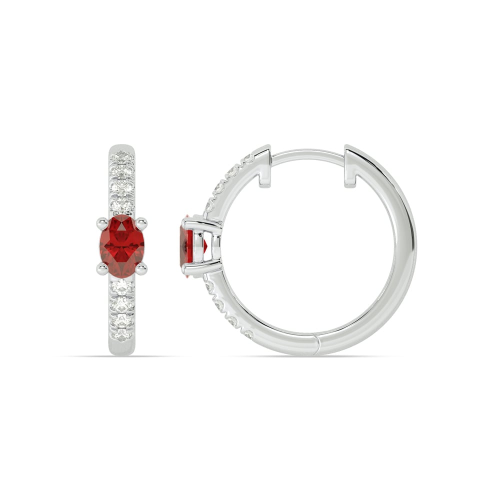 Celestial Stop Lab Grown Diamond and Ruby Huggie Earrings