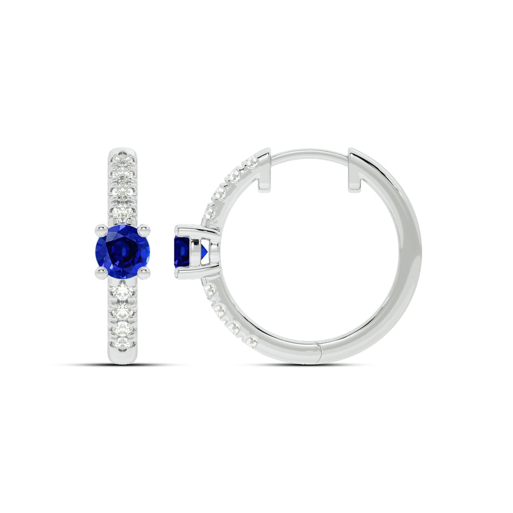 Celestial Star Lab Grown Diamond and Sapphire Huggie Earrings