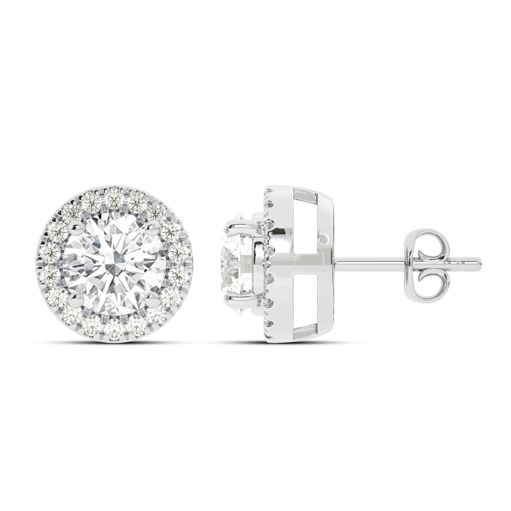 Opulent Lab Grown Round Halo Diamond Earrings