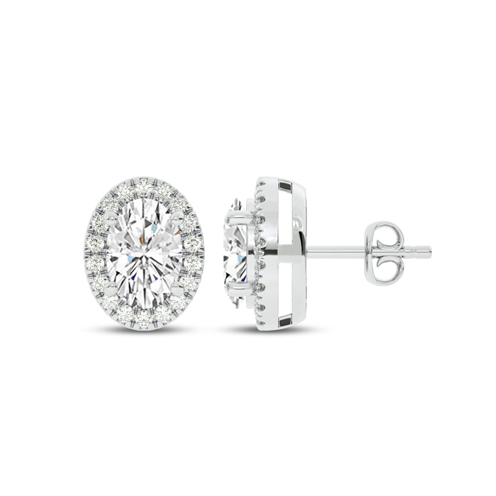 Grand Lab Grown Diamond Dazzling Oval Halo Earrings
