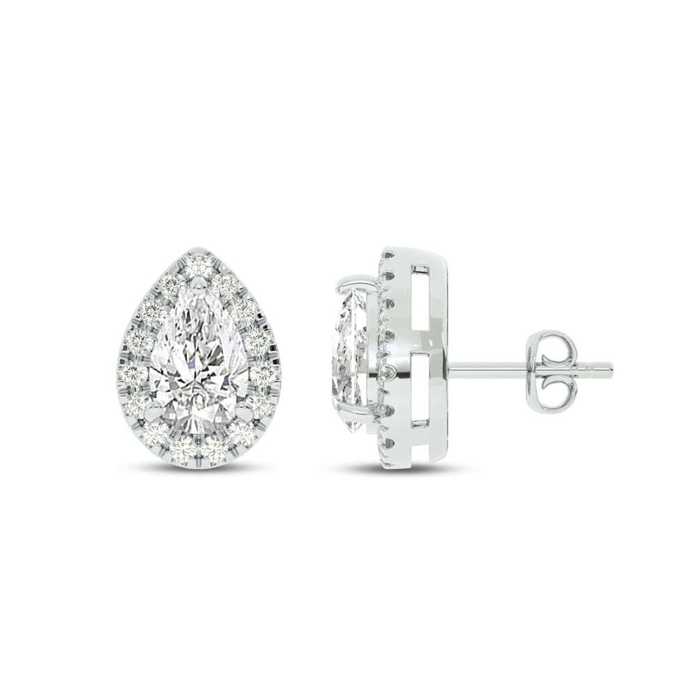 Grand Lab Grown Diamond Teardrop Halo Earrings