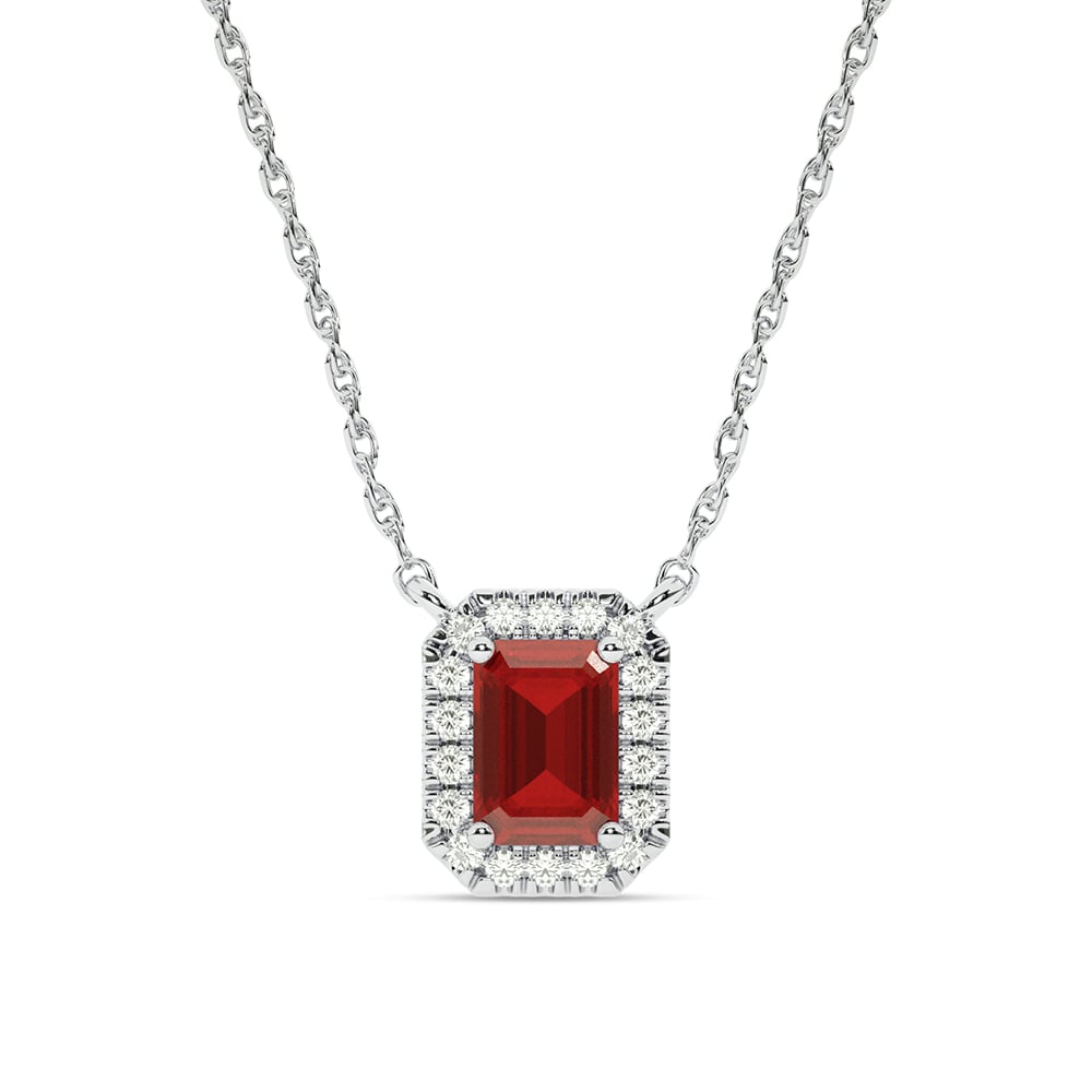 Dainty Lab Created Imperial Halo Diamond Necklace