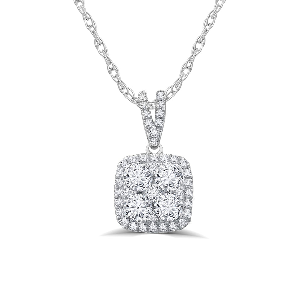 Opulent Cushion Shaped Lab Grown Cluster Diamond Necklace