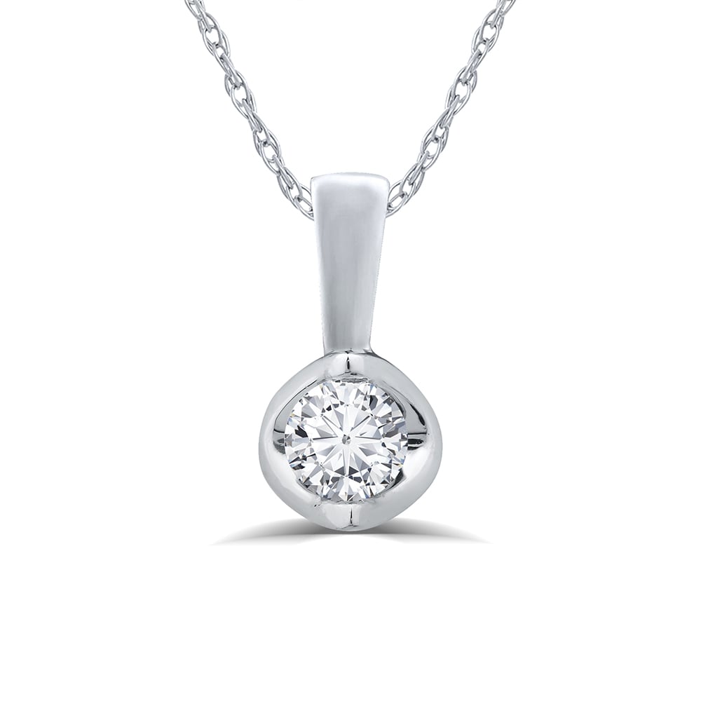 Lab Grown Tension Set Diamond Solitaire Necklace