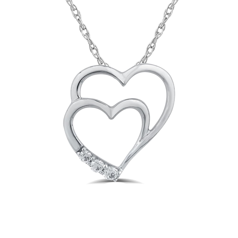 Lab Grown Diamond Accent Double Heart Necklace