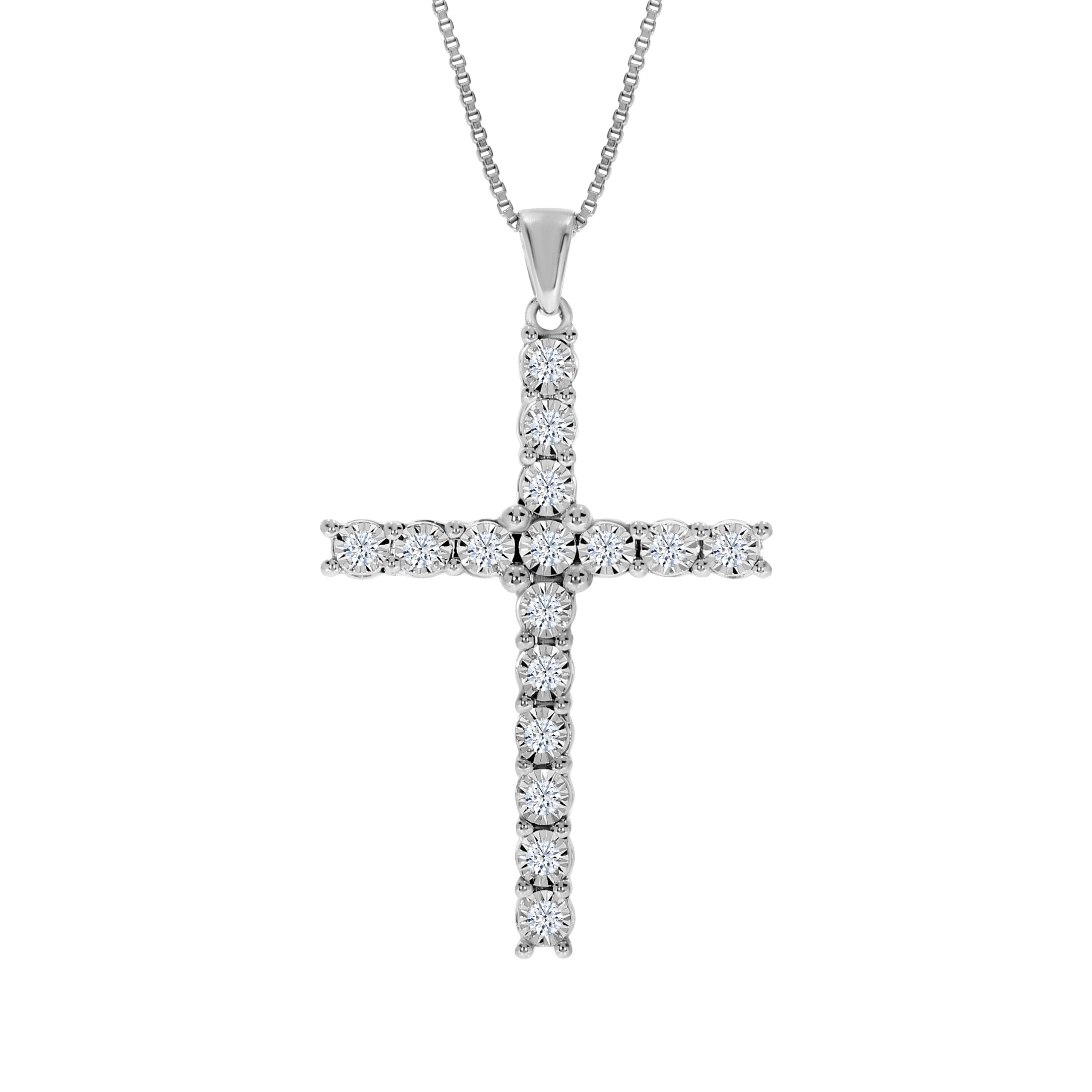Essential Sterling Silver Lab Grown Diamond Cross Necklace