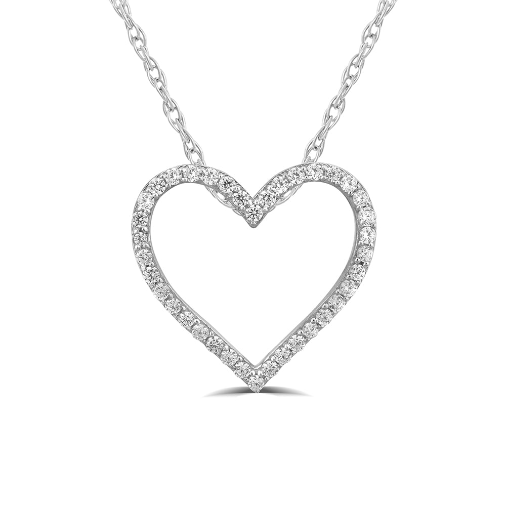 Lab Grown Heart Outline Floating Diamond Necklace