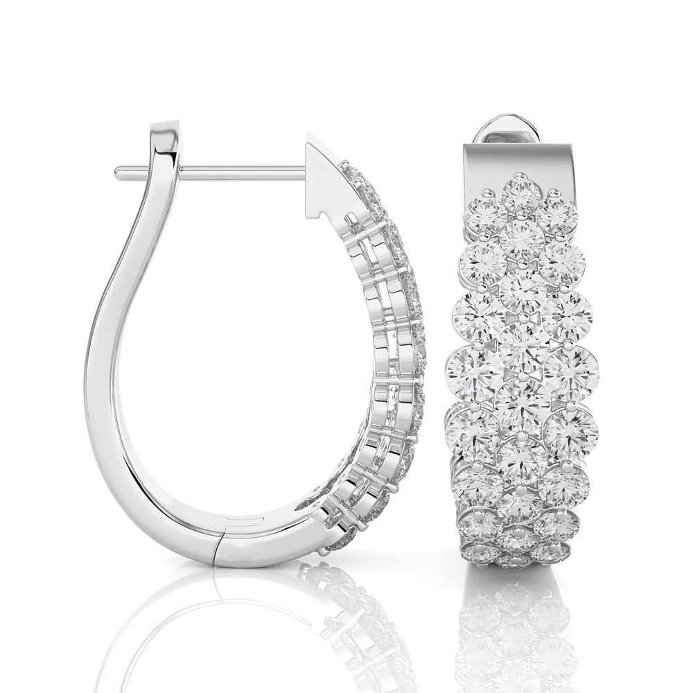 Textured Triple Row Lab Grown Diamond Hoop Earrings