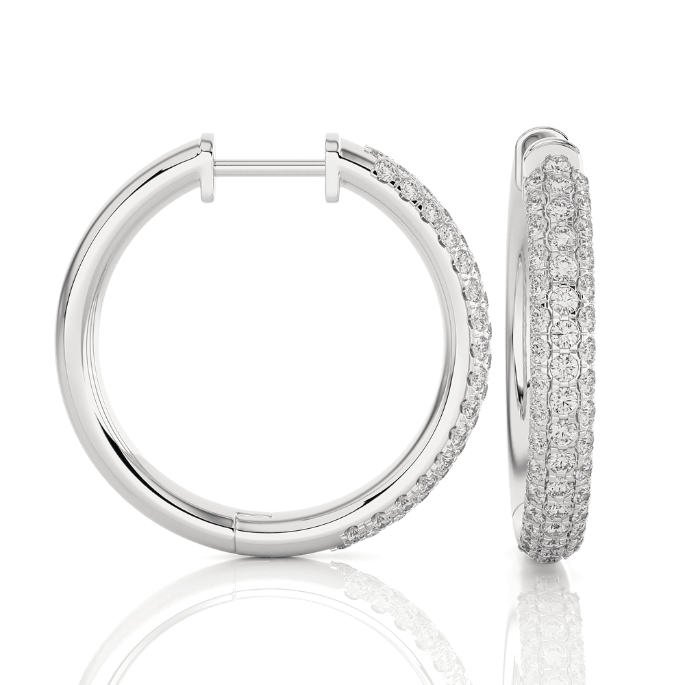 Triple Row Lab Grown Diamond Hoop Earrings