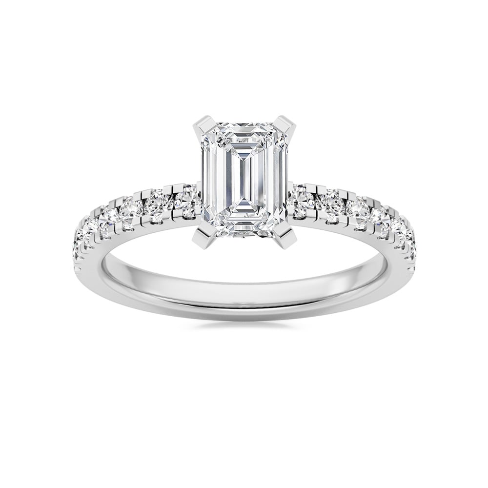 Troy Two Tone Emerald Cut Lab Grown Diamond Engagement Ring