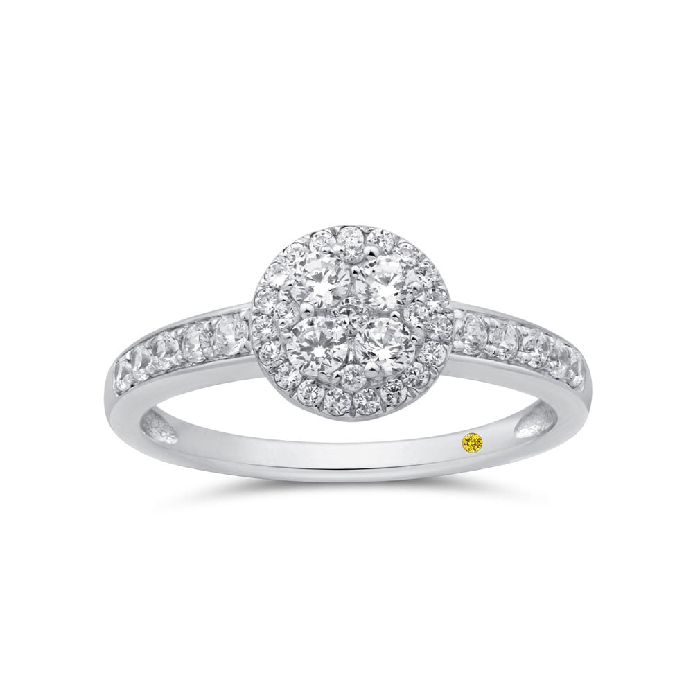 Lab Created Cluster Pavé Diamond Engagement Ring