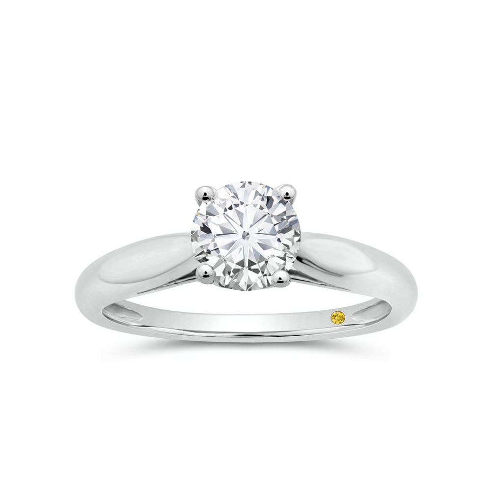 Lab Grown Diamond Solitaire Ring with Accent Diamond