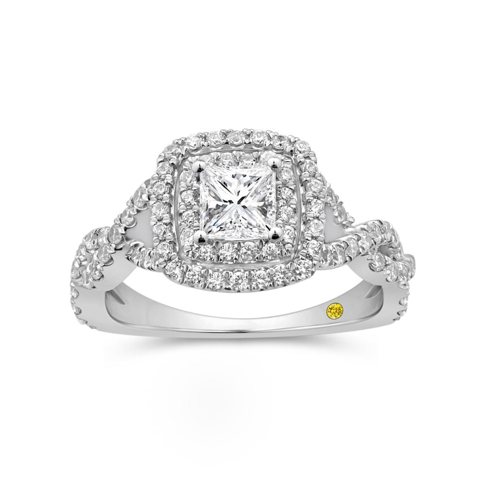 Emberweave Double Halo Lab Grown Princess Cut Diamond Engagement Ring