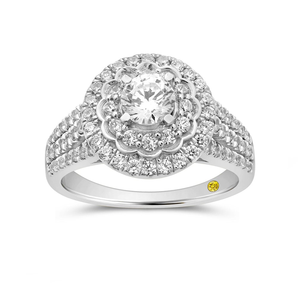 Floral Double Halo Lab Grown Diamond Engagement Ring