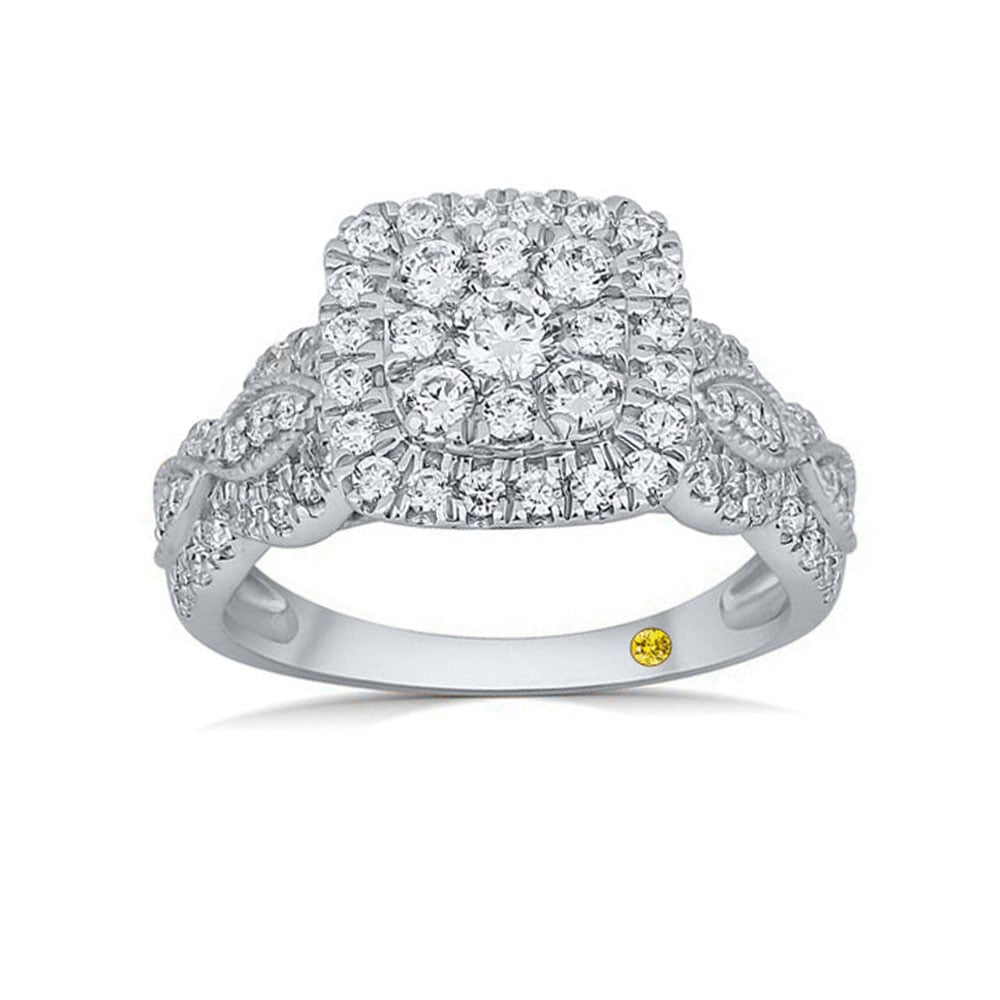 Solara Cushion Shaped Round Lab Grown Cluster Diamond Engagement Ring