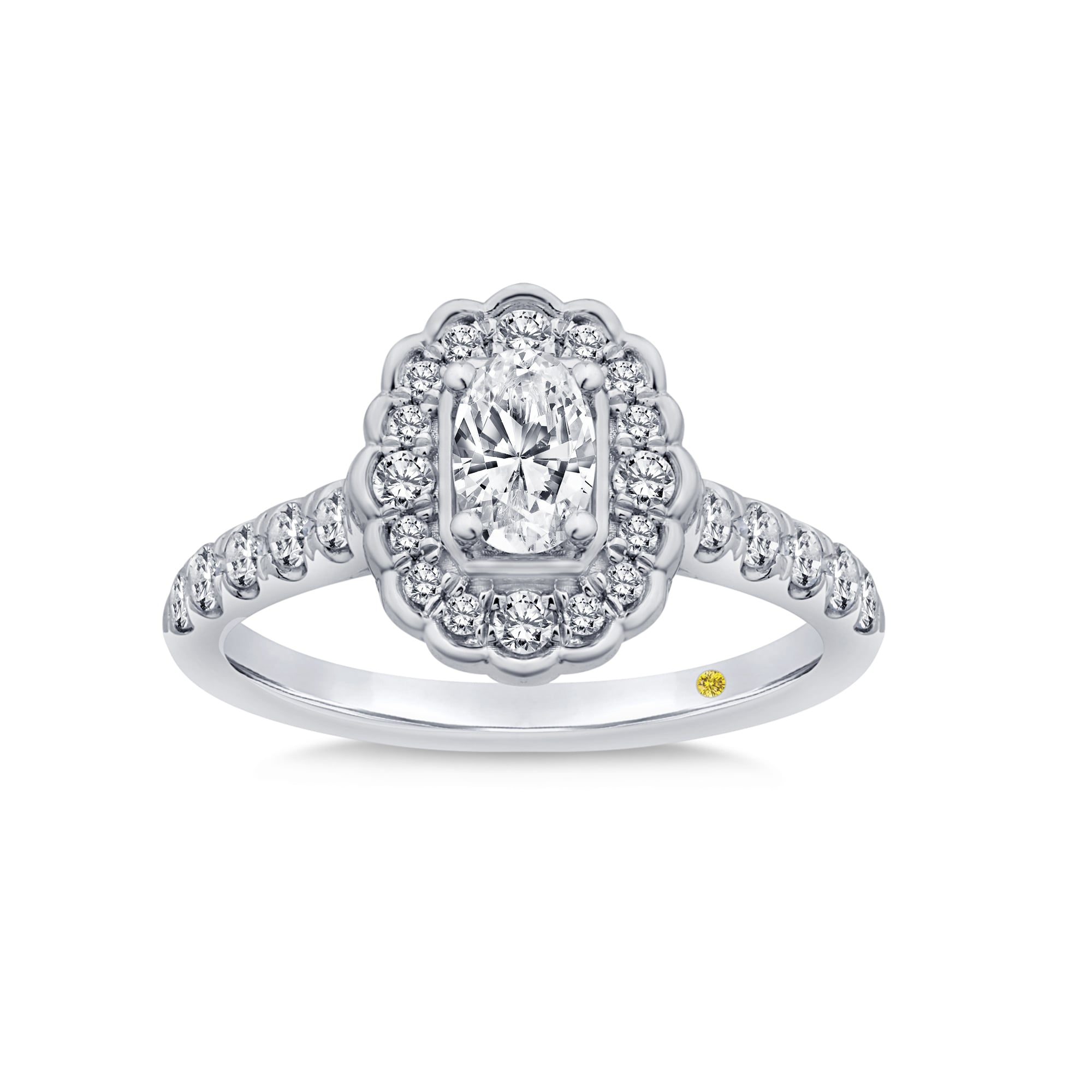 Floral Oval Halo Lab Grown Pavé Diamond Engagement Ring