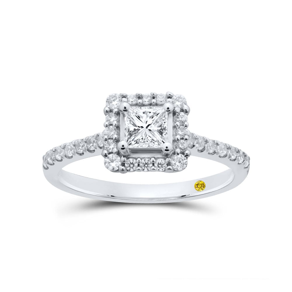 Princess Lina Lab Created Halo Diamond Engagement Ring