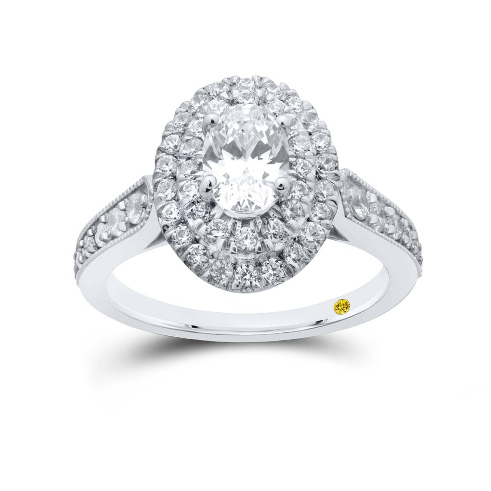 Echelon Sparkle Lab Created Oval Double Halo Diamond Engagement Ring