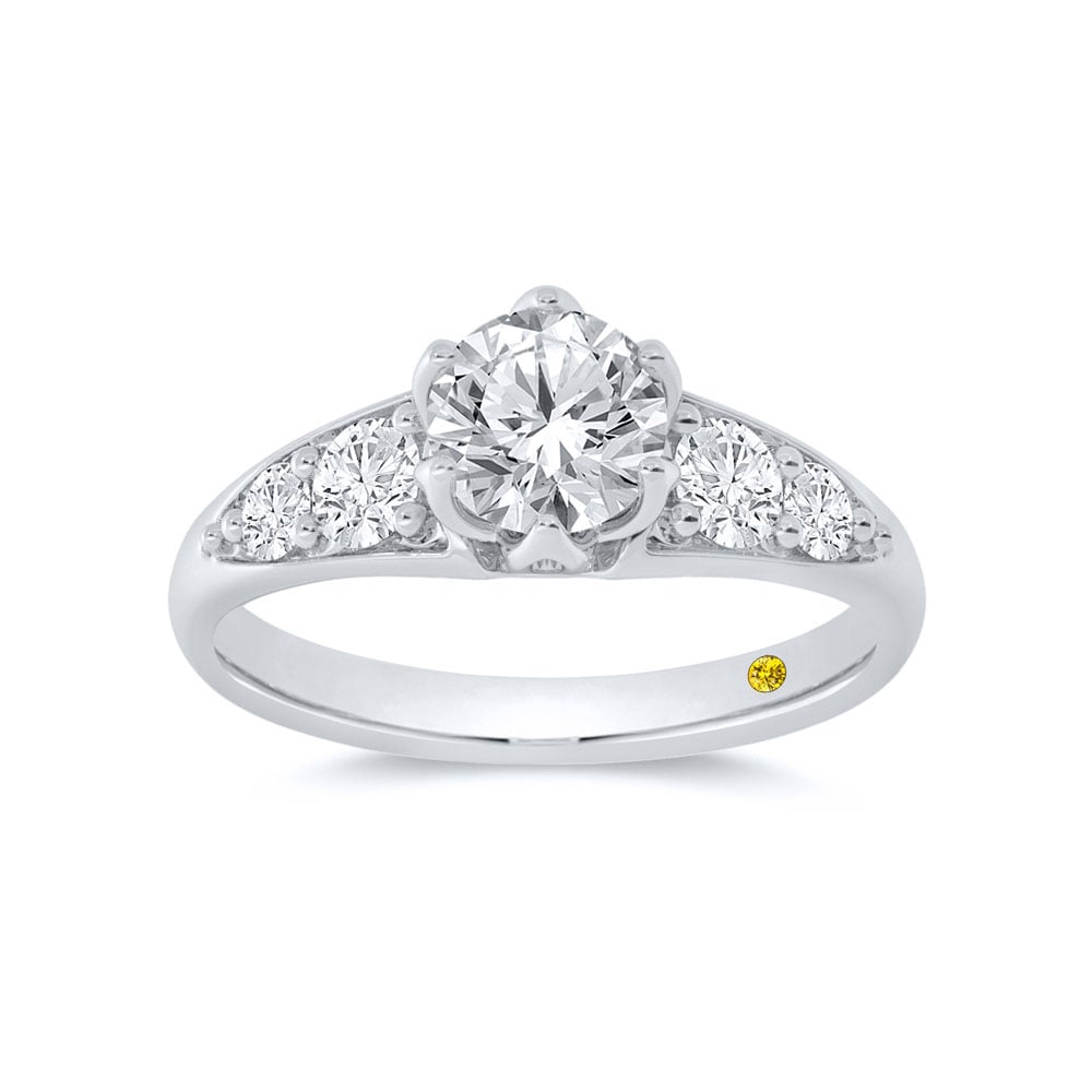 Riven Quarter Coverage Graduating Pavé Round Lab Grown Diamond Engagement Ring