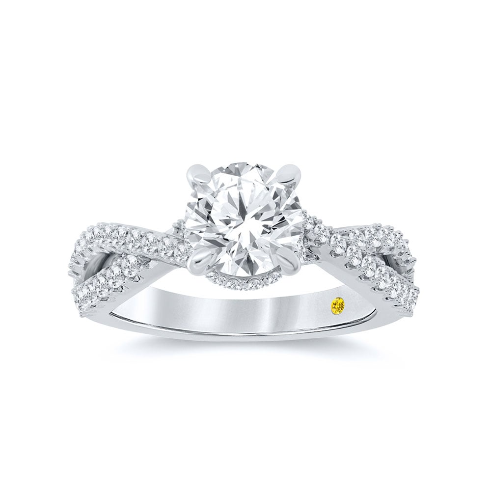 Zora Twisted Pavé Shank Round Lab Grown Diamond Engagement Ring