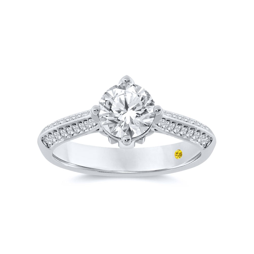 Uzma Knife Edge Hidden Halo Round Lab Grown Diamond Engagement Ring