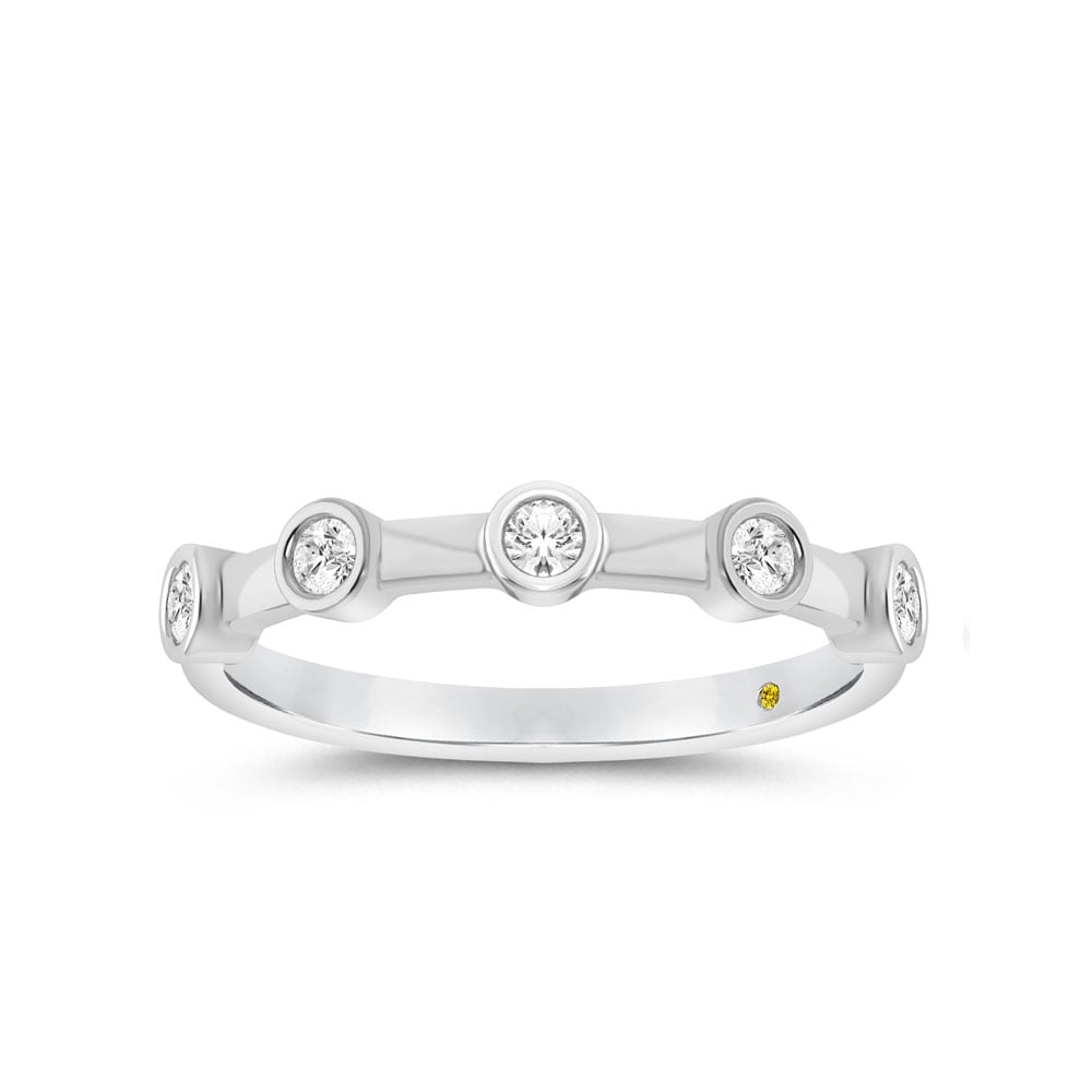 Echo White Gold Lab Grown Five Stone Station Diamond Ring