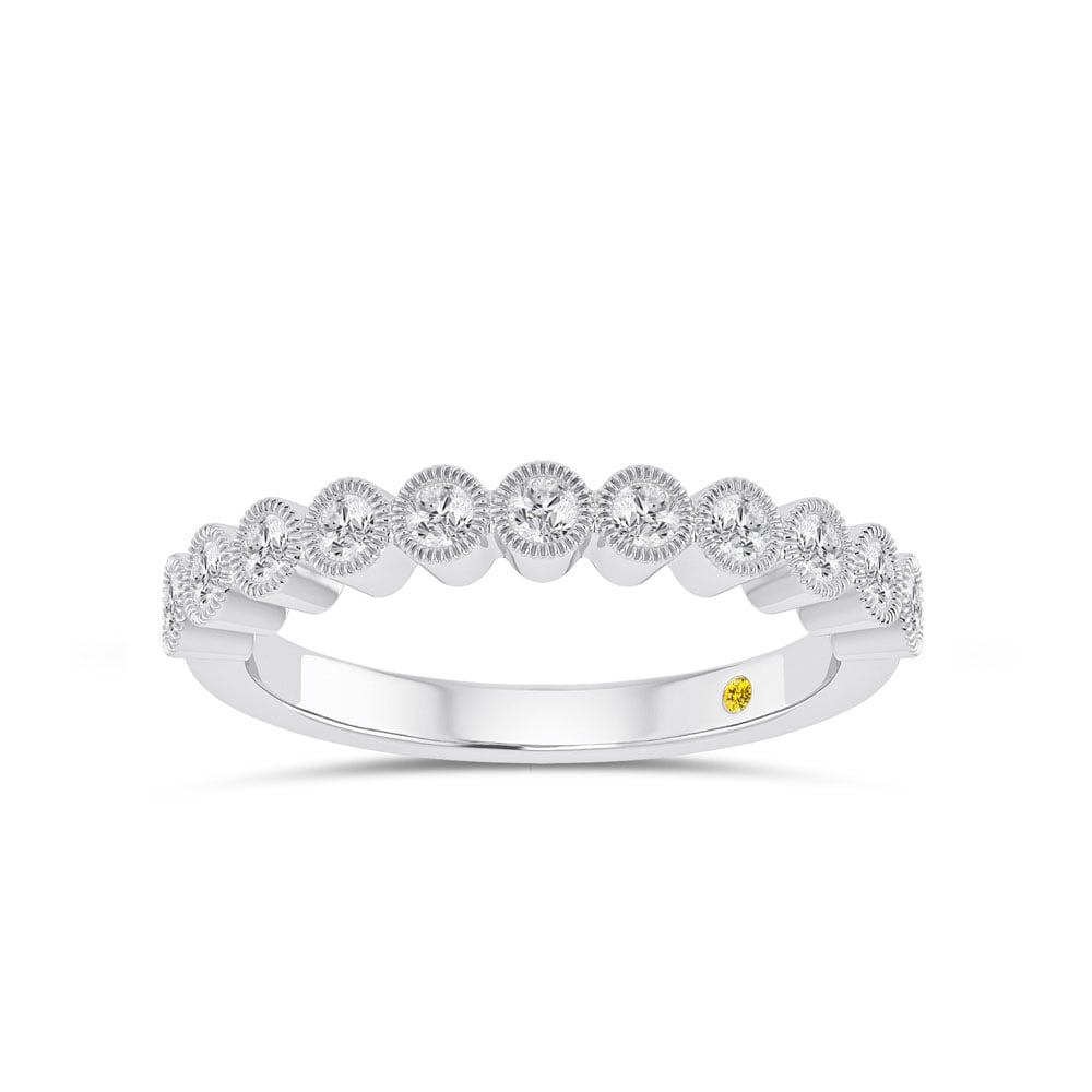 Cameo White Gold Vintage Inspired Bezel Set Diamond Ring