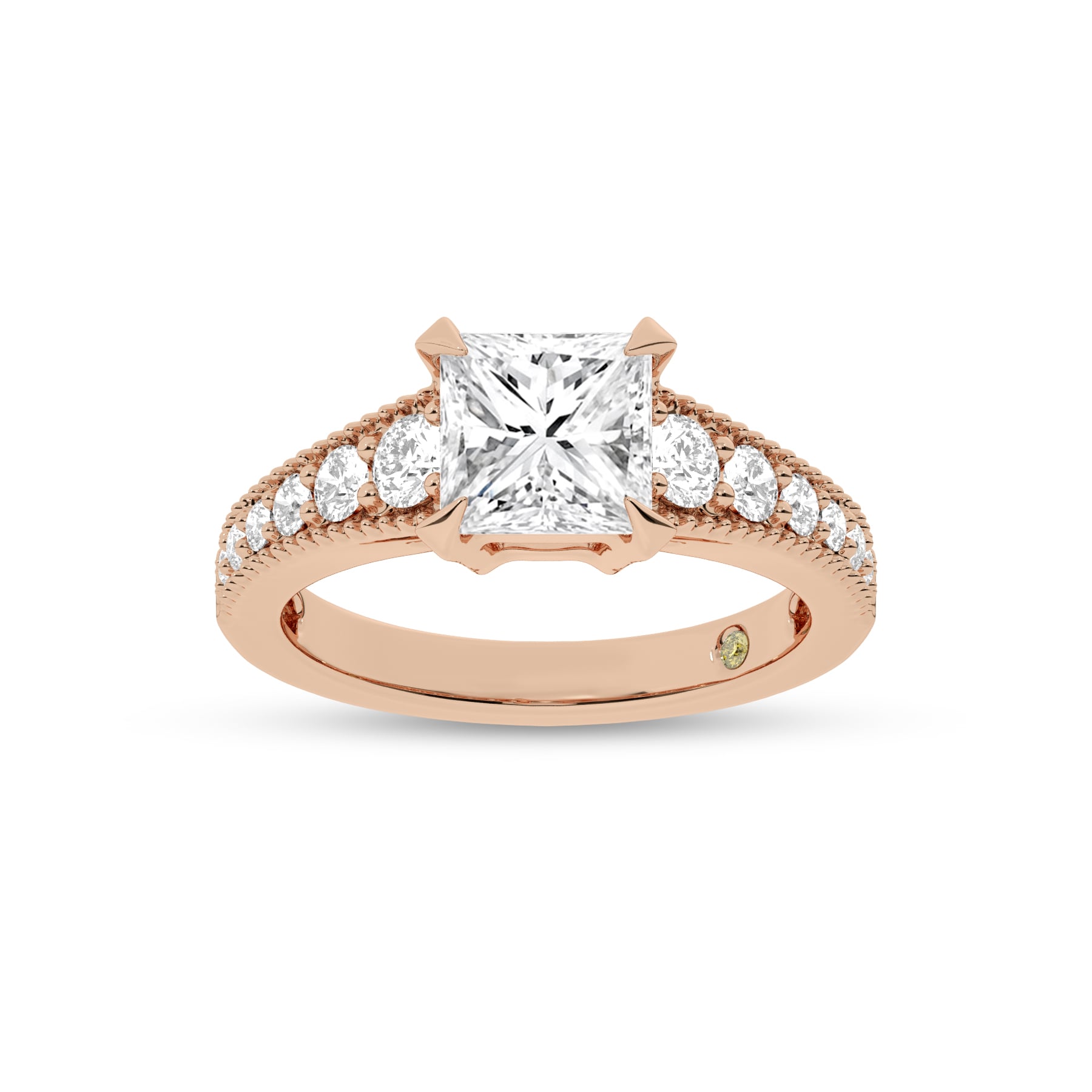 Pixie Tapered Milgrain Princess Cut Lab Diamond Engagement Ring